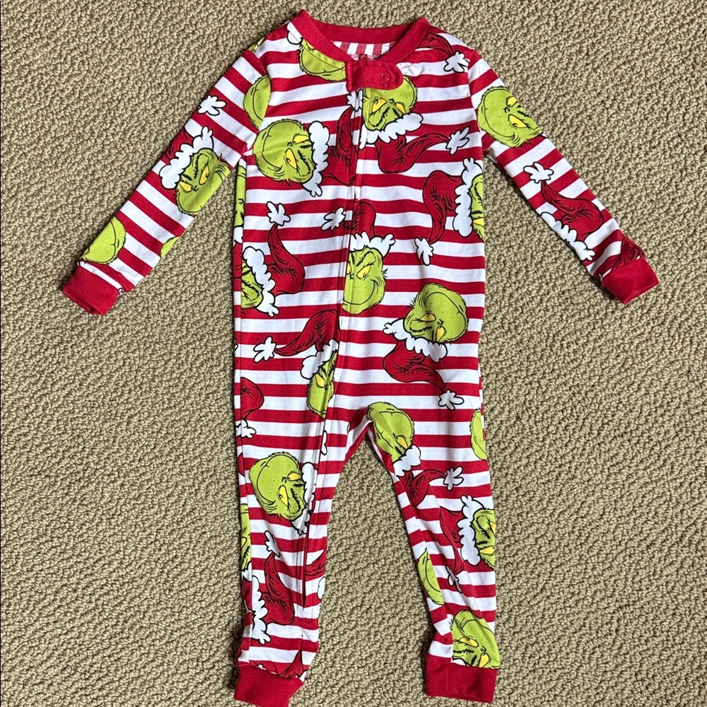 Dr. Seuss Grinch Red and White Striped Footie